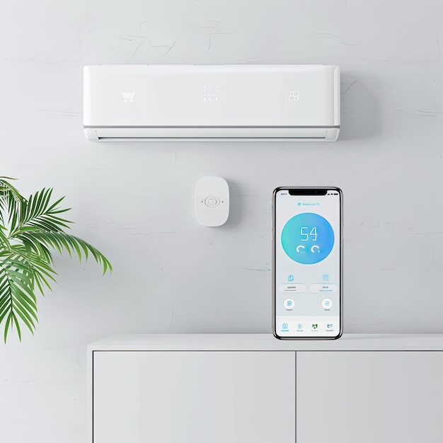ac-conditioner-split-unit-temperature-control-with-smart-iot-home-app-chiller-system-controller-unit-mockup-as-copy-space-wide-banner-design-white-background_1256366-1198